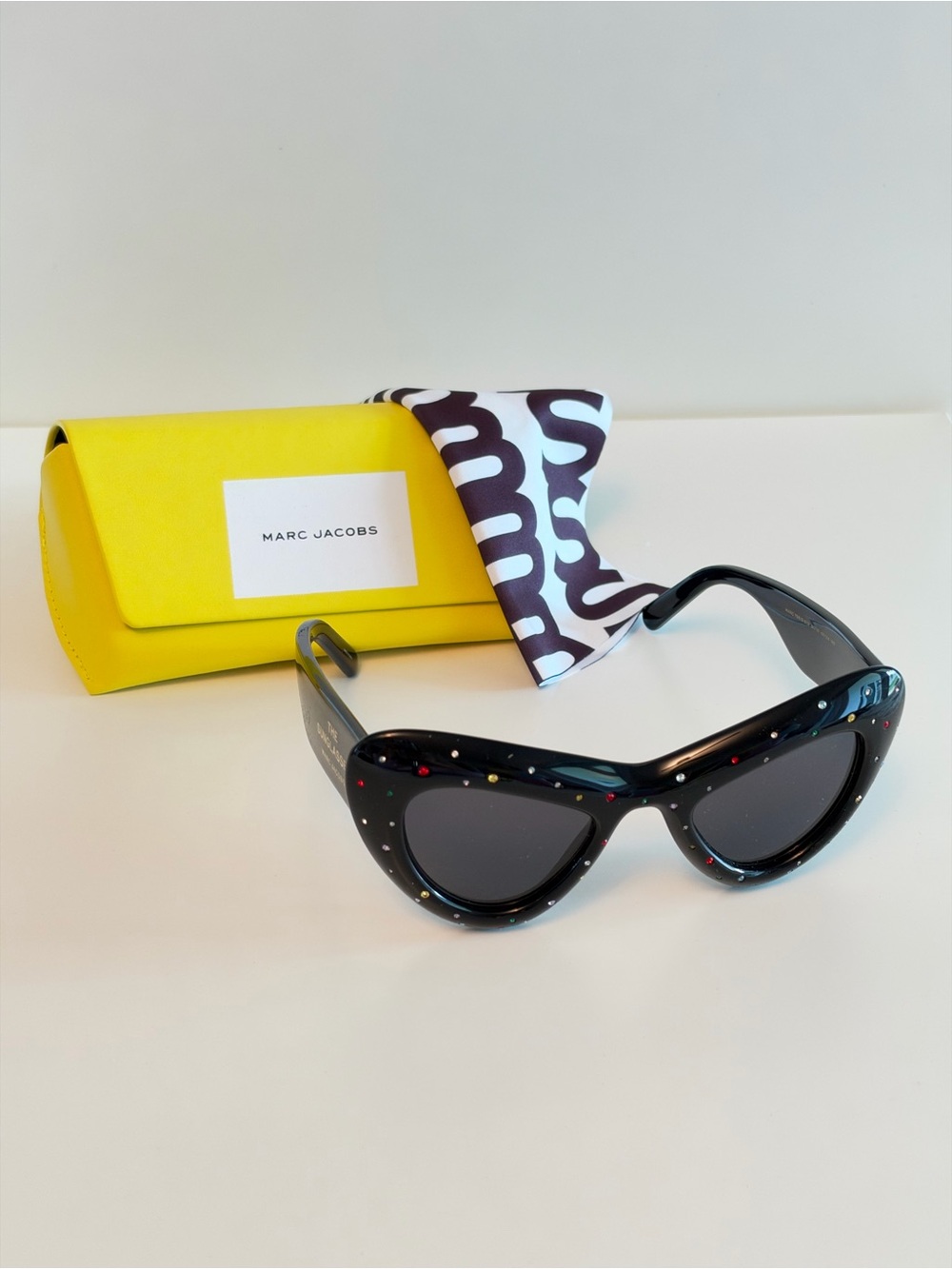 Marc Jacobs Black Cat-Eye Sunglasses with Multicolor Dot Accents MARC 798/S